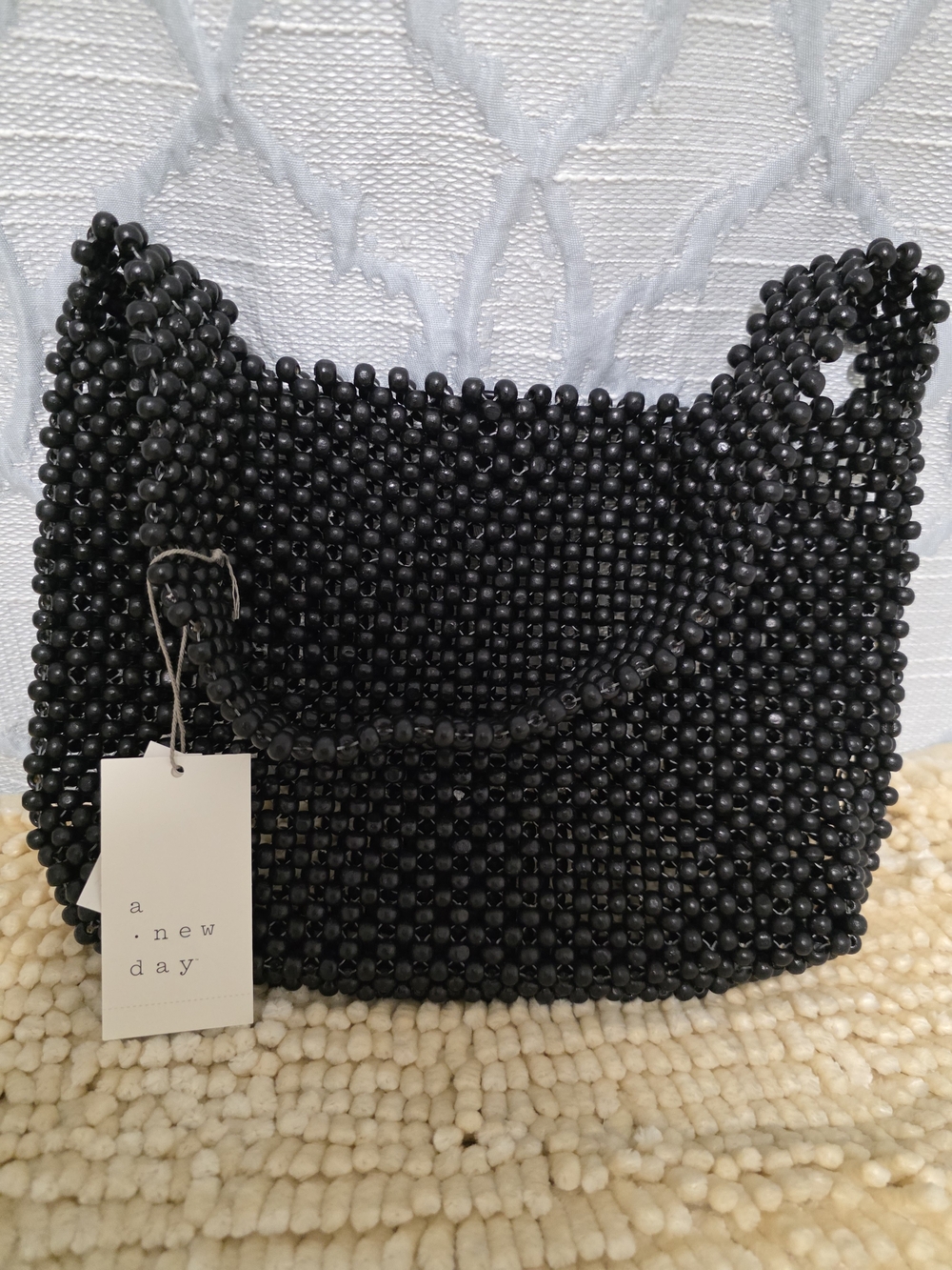 a new day Black Beaded Shoulder Bag